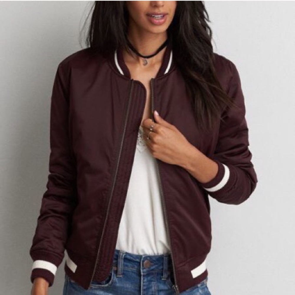 American Eagle Maroon Bomber Jacket